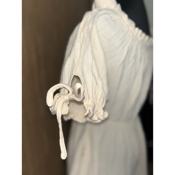 Scarlet Darkness NWT W’s S Seersucker Cotton Apricot Off Shoulder Pocket Dress - Picture 7 of 10